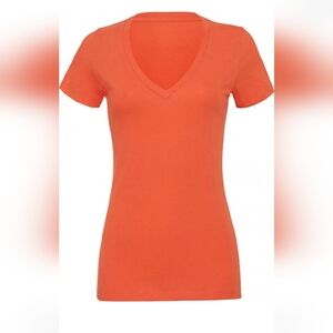 Coral Orange V-neck Women's Bella fitted tshirt